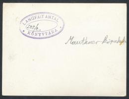 cca 1920 Mauthner Ödön kiállítási standja, hátoldalon könyvtári pecséttel, 9x12 cm