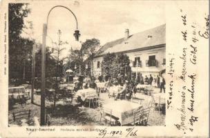 1902 Dunaföldvár, Nagy Imréné Stefánia mulató kertje, étterem. Kiadja Somló Manó (EK)