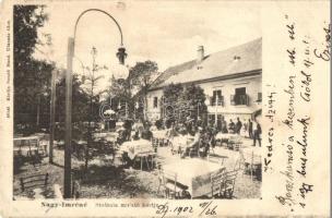 1902 Dunaföldvár, Nagy Imréné Stefánia mulató kertje, étterem. Kiadja Somló Manó (EK)