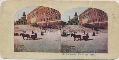 cca 1900 Stockholm, kétoldalas, színes sztereokép, 8,5x17 cm