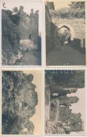 cca 1930 Kirándulás egy várromnál, 4 db fotólap, 14x9 cm