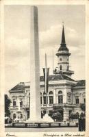 Óbecse, Becej; Községháza, Hősi emlékmű / town hall, heroes monument (Rb)