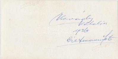 1936 Liebmann Béla: Karády Katalin, hátoldalon feliratozott fotó, 12,5x6,5 cm