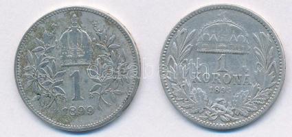 Vegyes: 1895KB 1K Ag "Ferenc József" + 1899. 1K Ag "Ferenc József" T:2-,3 patina