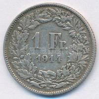 Svájc 1914B 1Fr Ag "Helvetia" T:2- 
Switzerland 1914B 1 Franc Ag "Helvetia" C:V...