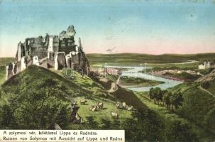 Lippa, Lipova; Solymosi vár, kiadja Özv. Krivány Györgyné / castle (ázott sarkak / wet corners)