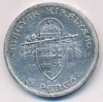 1938. 5P Ag "Szent István" T:2 kis ph. és patina 
Adamo P8.1