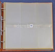 35 lapos, 210 / 420 férőhelyes nagyalakú képeslap berakó, barna gyűrűs borítóval / postcard album wi...