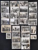 1941 Ifj. Horthy Miklós brazil nagykövet utazása Sao Paulóba, 28 db privát fotó, közte rövid képsorozatok: pl. köszöntés a vasútállomáson, a Colonia Bocskain tett látogatás és az emigráns magyarokkal való találkozás, néhány kép hátoldalán feliratozva, 7×5 - 9×12 cm / Admiral Horthys son visits the emigrant Hungarian community in Brazil, 28 original private photos