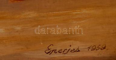 Eperjes jelzéssel: Nagymama az unkával. Olaj, farost, keretben, 40×30 cm