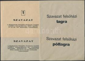 1935 A Budapesti Mérnöki Kamara közgyűlésének szavazóborítékjai, 4 db