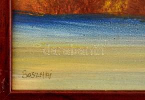 Bosznai jelzéssel: Folyópart. Olaj, farost, keretben, 20×24 cm