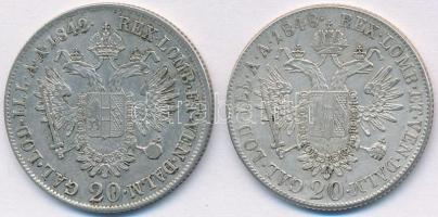 Ausztria 1842A 20kr Ag + 1848A 20kr Ag "I. Ferdinánd" T:2,2-
Austria 1842A 20 Kreuzer Ag ...