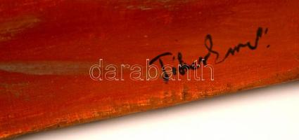 Tibor jelzéssel: Vitorlások a kikötőben. Olaj, vászon, 32×40 cm