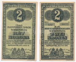 Sopronnyék / hadifogolytábor 1916. június 16. 2K római sorozat és arab sorszámmal (2x) sorszámkövető...