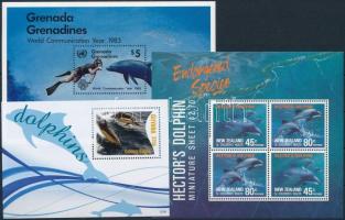 1983-2012 Delfin motívum 3 klf blokk, 1983-2012 Dolphin 3 blocks