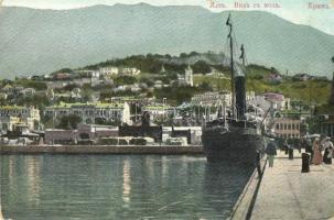 Yalta, Crimea, view from the pier, steamship (EB)