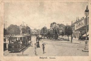 Belgrade, Terazia / square, tram 56, shop (Rb)