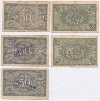 1920. 20f (2x) + 50f (3x) bélyegzésekkel T:III,III-
Adamo K1, K2
