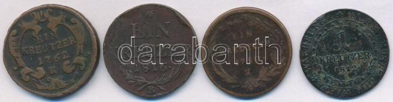 1762K 1kr Cu + 1780K 1kr Cu "Mária Terézia" + 1812G 1kr Cu "I. Ferenc" + 1816B 1...