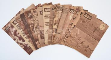 1958-1957 Képes Sport számok, 16 db. Változó állapotban, többnyire szakadozott borítóval.