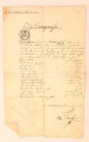 1864 A tüzérakadémia bizonyítványa magyar katona részére 1Fl okmánybélyeggel.