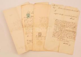 1867-1870 A frissen megalakuló magyar közmunka- és közlekedésügyi minisztérium egy tisztviselőjének okmányai. Képesítési iratai, valamint rendelkezés felőle. 4 db irat, pl miniszter helyettesek aláírásaival