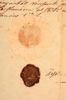 1856 Kecskemét szabad királyi város főbírájának és tanácsának ajánlólevele(magaviselési igazolvány),...