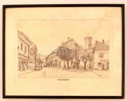 Bukta Imre (1952): Szentendre, Rézkarc, papír. Jelzett, sorszámozott 71/100. 21x29 cm Üvegezett keretben.