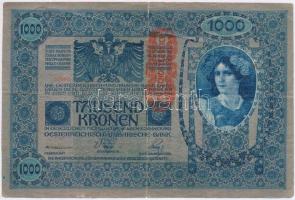 1902. 1000K "DEUTSCHÖSTERREICH" bélyegzésel + 1945. 10.000P (3x) eltolódott zöld nyomattal T:III  Adamo K35B, P23e