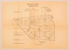 cca 1989 a Mező Imre úti Sírkert (Kerepesi, ma Fiumei úti temető) tájékoztató térképe, kézzel írt megjegyzésekkel, 29,5×41,5 cm