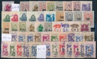 Háború utáni okmánybélyeg gyűjtemény, 2 db stecklapon (11.500)