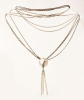 Ezüst(Ag) átbújtatós háromsoros nyaklánc, jelzett, h: 67 cm, nettó: 19,6 g