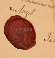 1871 Sajkáslak (ma: Lok, Szerbia), óegyházi szláv nyelvű anyakönyvi kivonat, rányomott viaszpecsétte...