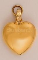 Aranyozott ezüst(Ag) szív alakú függő, jelzett, 2,5x2,2 cm, 4,1 g