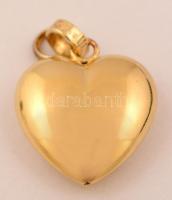 Aranyozott ezüst(Ag) szív alakú függő, jelzett, 2,5x2,2 cm, 4,1 g