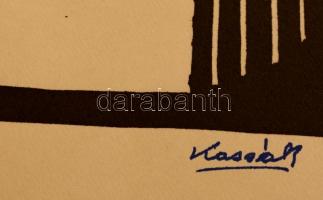 Kassák Lajos (1887-1967): Kompozíció. Szitanyomat, papír, utólagos nyomtatott jelzéssel, a papír szé...