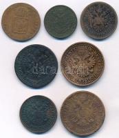 1816B 1/2kr Cu + 1851B 1/2kr Cu + 1851B 1kr Cu + 1851G 2kr Cu + 1851B 2kr Cu + Ausztria 1851A 1kr Cu...