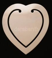 Ezüst(Ag) szív alakú könyvjelző, jelzett, 6,3x5,8 cm, nettó: 20,1 g