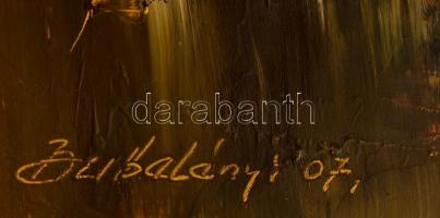 Bubelényi László (1953-): Kalapos hölgy. Olaj, farost, jelzett,  40×30 cm