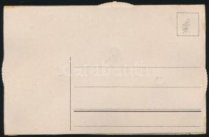 Mechanikus naptár képeslap, kislány virágokkal / Calendar, mechanical postcard, girl with flowers, f...