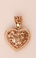 Aranyozott ezüst(Ag) áttört gyöngyös szív alakú függő, jelzett, 3x2,3 cm, bruttó: 4,9 g
