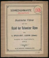 G. Speck-Jost: Illustrierter Führer auf die Gipfel der Schwiezer Alpen. Schneehuhnkarte 33. Oberaarhorn. Luzern, 1911, Schneehuhnkarte. Német nyelvű kiadvány, jó állapotban. / In german language.