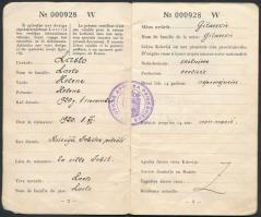 1936-1938 Fényképes lett személyi igazolvány oroszországi születésű magyar személy részére, későbbi ...