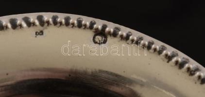 Ezüst(Ag) gyöngymintás peremű tálka, poncolt, jelzett, 20x14x3 cm, nettó: 103,8 g