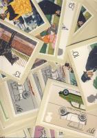 79db angol bélyegeket ábrázoló modern képeslap