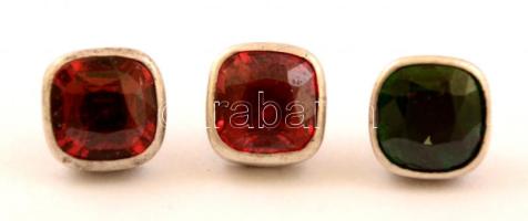 Ezüst(Ag) díszgomb, 3 db, jelzés nélkül, 1x1 cm, br: 6,2 g