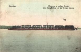 Gombos, Bogojevo; Gőzkomp a szabad Dunán, kiadja Tippl Józsefné / steam ferry