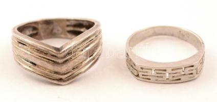 2 db ezüst(Ag) gyűrű, jelzett, méret: 52 és 54, nettó: 7,6 g