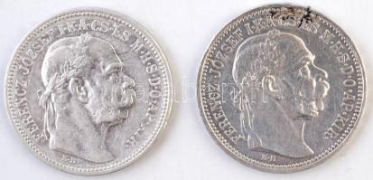1914-1915KB 1K Ag "Ferenc József" (2x) T:2 fo., felületi karc Adamo K5.1